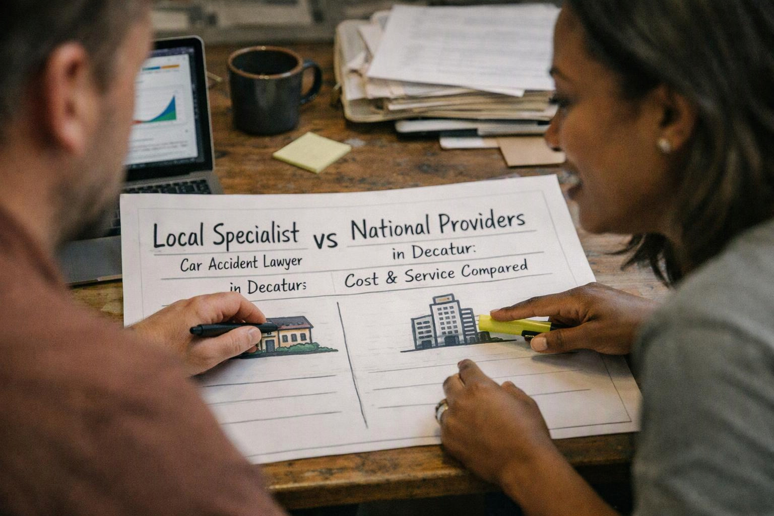 Local Specialist vs National Car Accident Lawyer Providers in Decatur: Cost & Service Compared