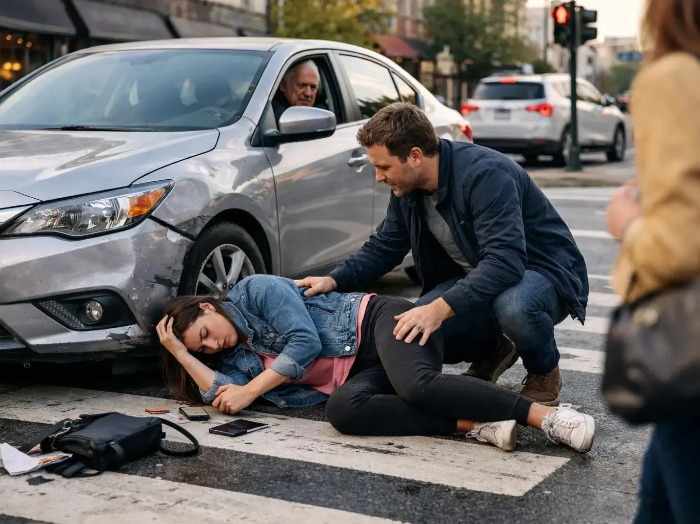 Attorney meeting injured client in Downtown East Point after rear-end crash involving delivery vehicle